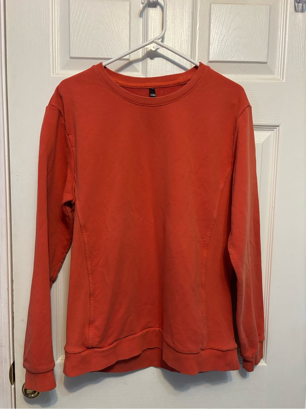 Women's Crewneck Sweatshirt Solid Orange Pullover Basic